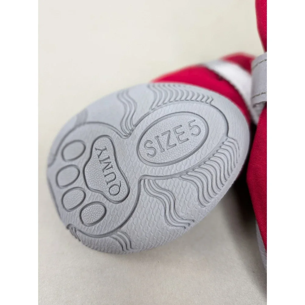 QUMY Dog Boots Size 5 Small Red‎ Waterproof Protective Pet Shoes 4PCS Reflective